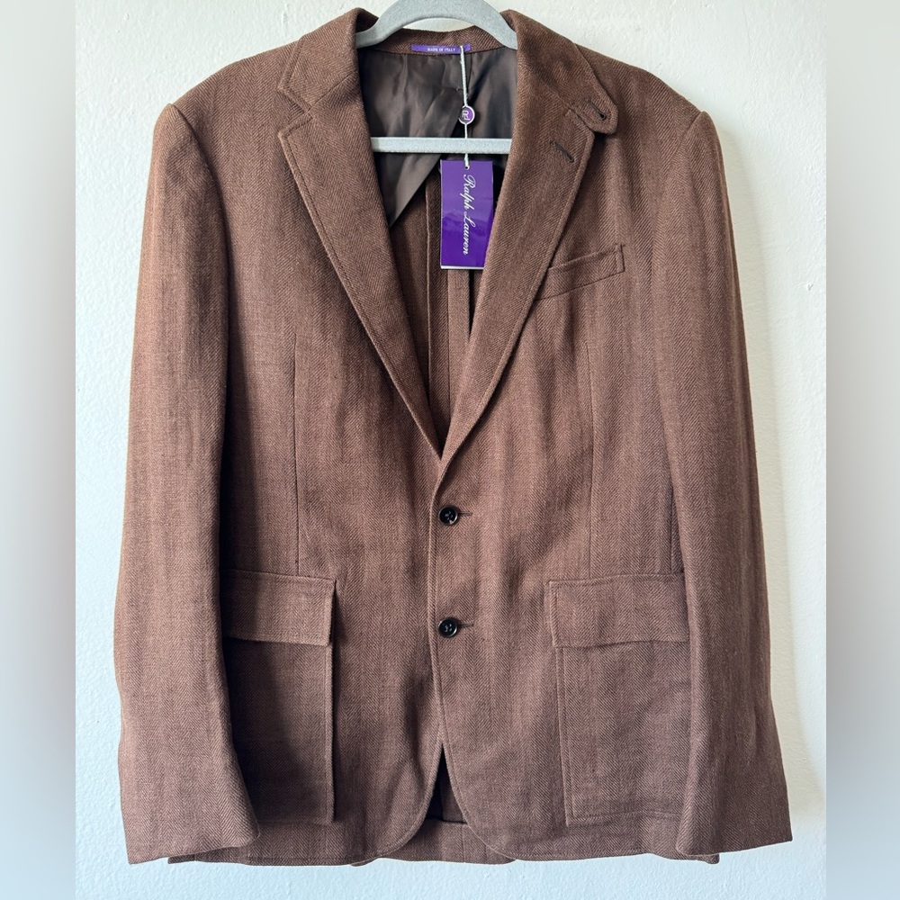 Purple Label Ralph Lauren Brown Linen 38R Sport Coat